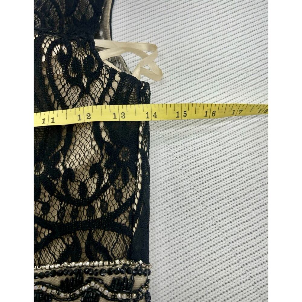 Vintage Dave & Johnny Black Lace Beaded Mermaid Maxi Gown Formal Prom Dress 1/2 - Picture 10 of 11